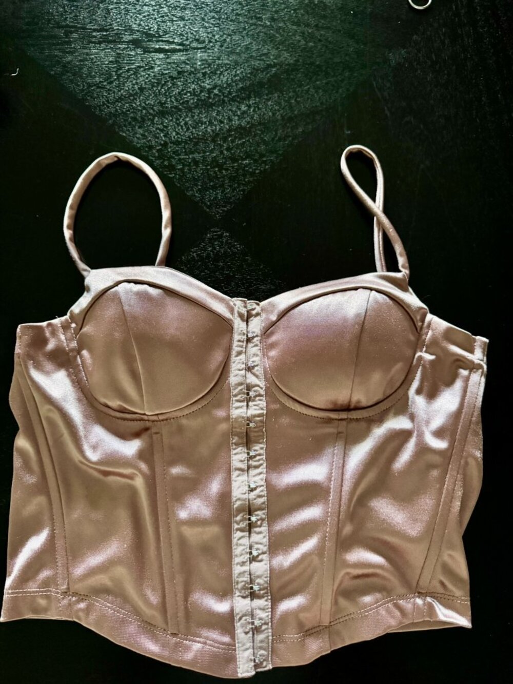 Moa Moa Satin Bustier Corset Top Mauve Spaghetti Strap Size L